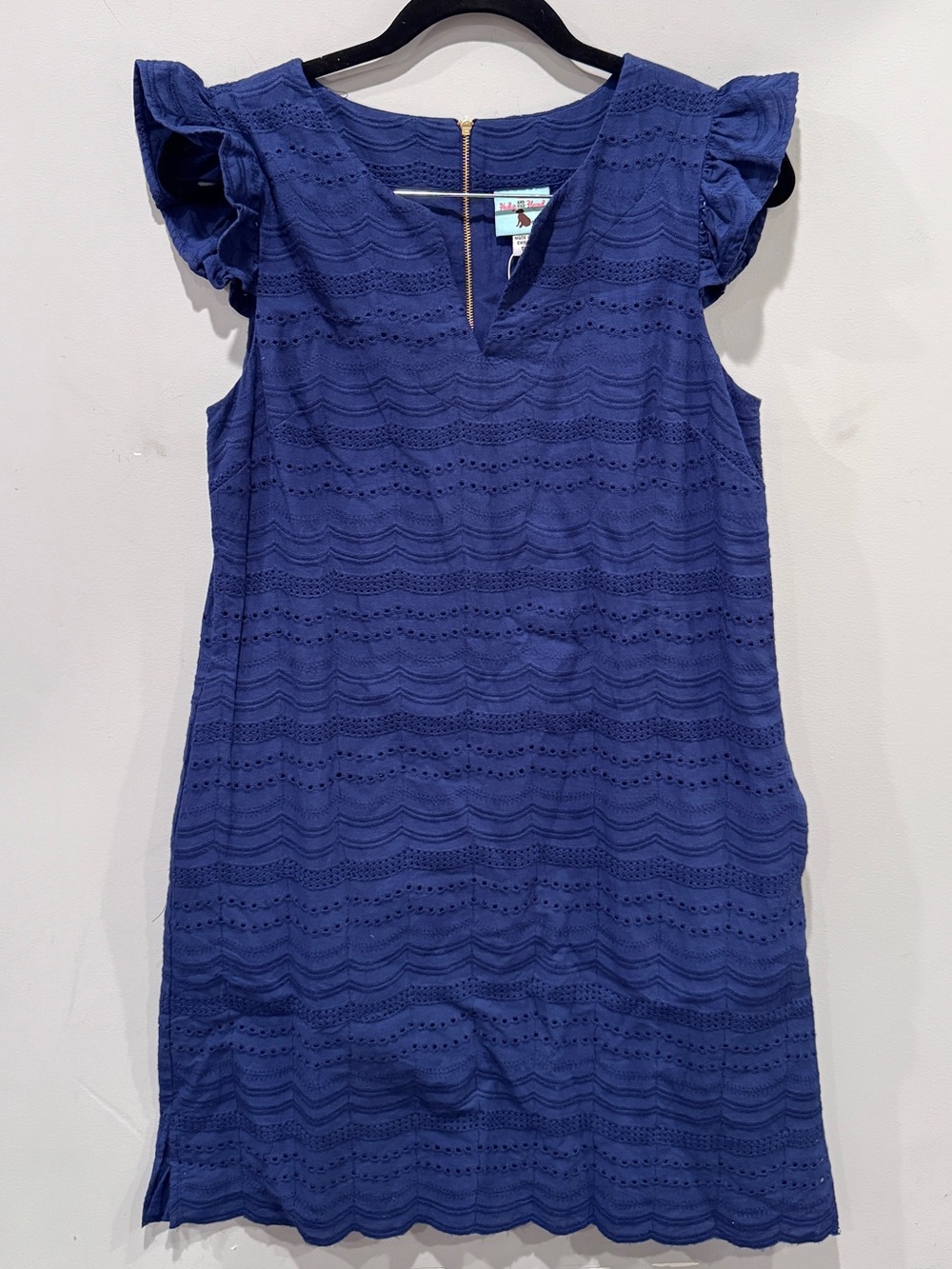 Haley and the Hound Women’s Navy Eyelet Flutter Short Sleeve Dress Size M NWT